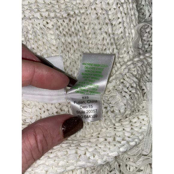 Lilly Pulitzer Small White/Cream GUC Crochet Style Knit Fringe Sleeveless Top - Picture 9 of 12